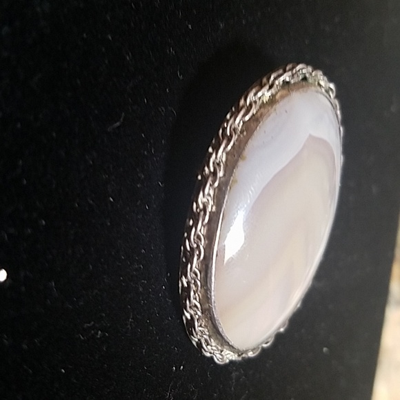 XSoldxx bundled agate w Silver twist banded brooch - Picture 2 of 8